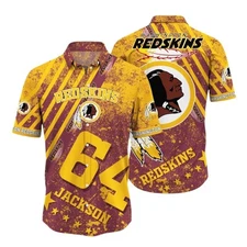 Custom Name And Number Washington Redskins Style Hawaiian Shirt