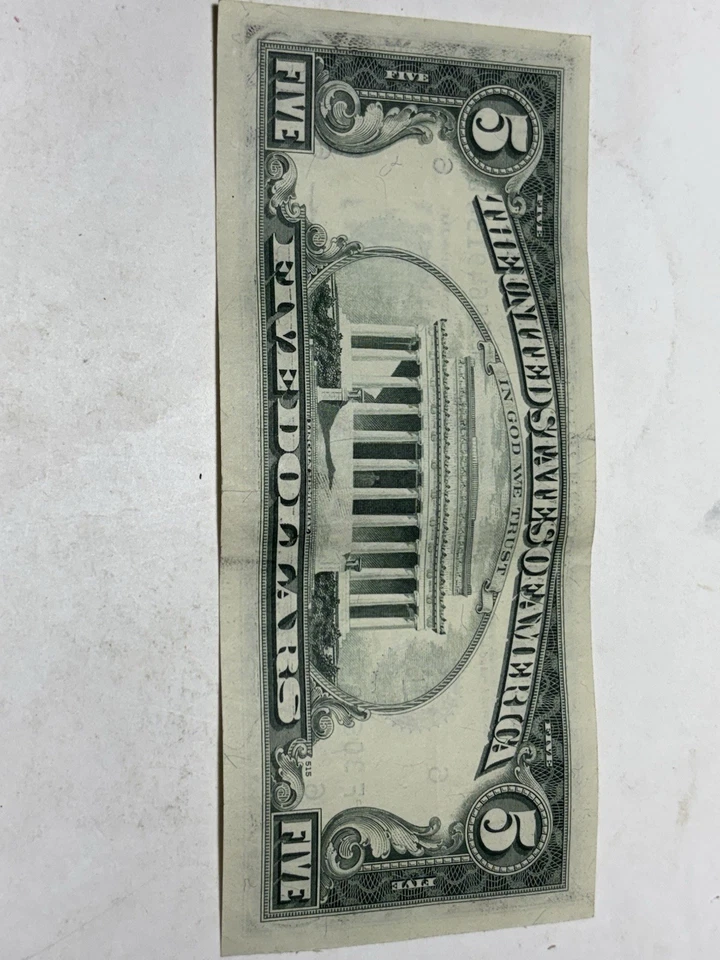 Error Bill-Misprint $5.00. 1977A Circulated And Ungraded And Extremely Nice Cond - Image 3 of 4