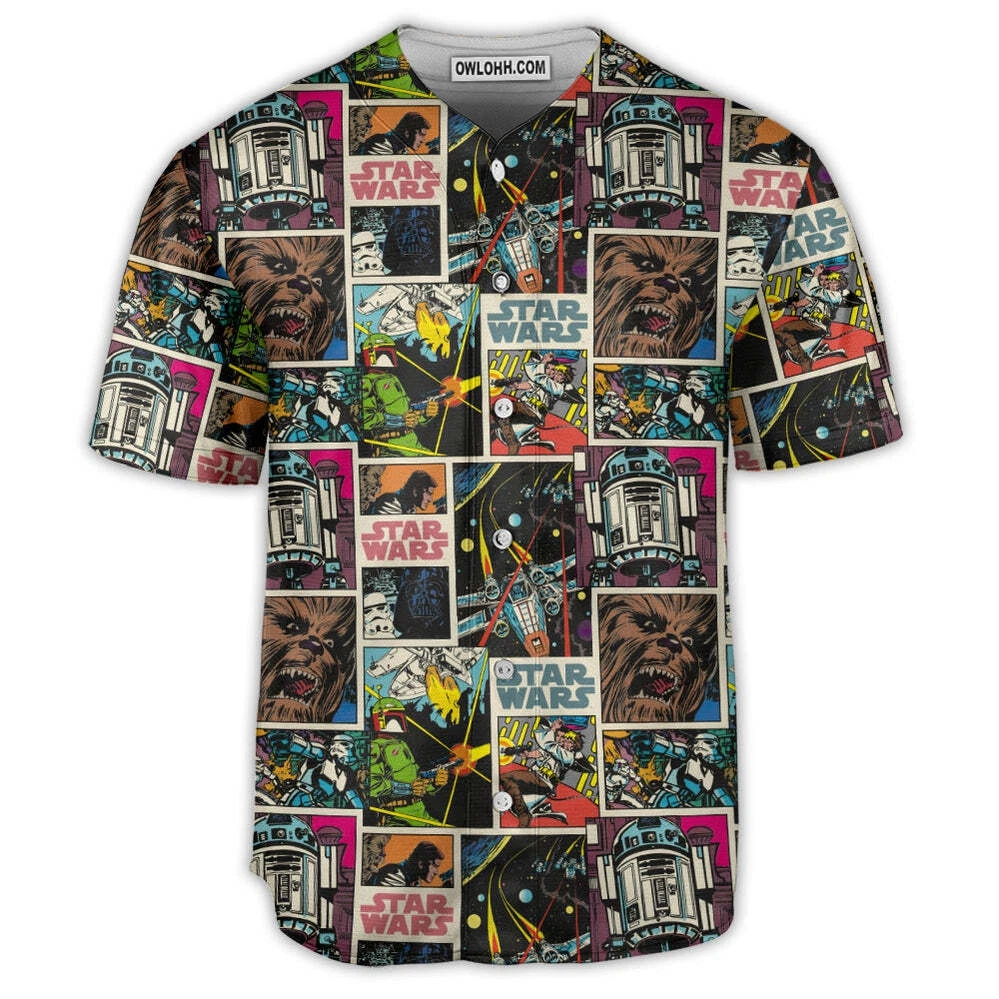 Starwars Print Comic Pattern - Baseball Jersey - Owl Ohh