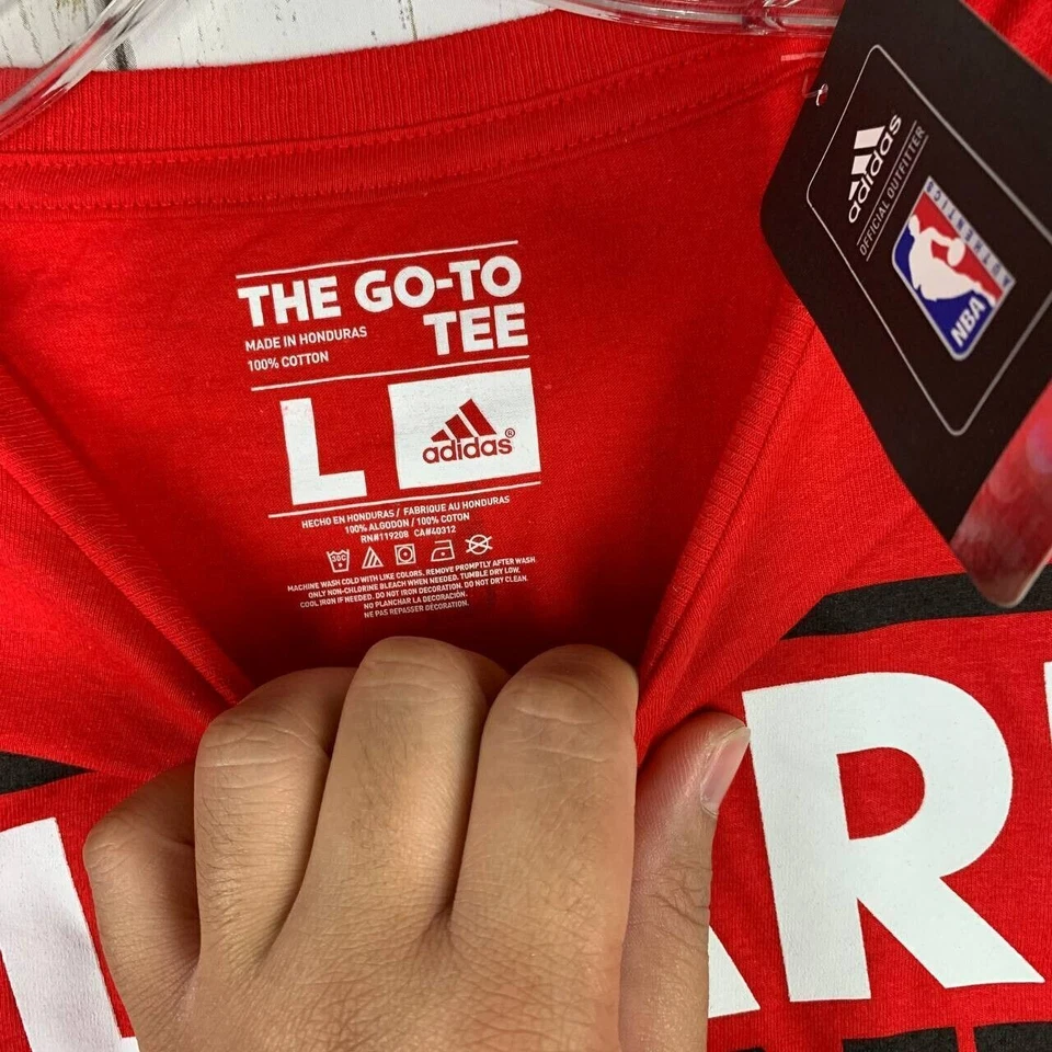 Portland Trail Blazers Lillard 0 NBA Grande Adidas Camiseta Informal Roja Nueva Hombres Foto 3 de 4