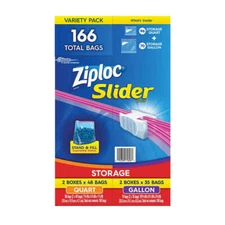 Ziploc Slider Storage Bag, Variety Pack, 166-count
