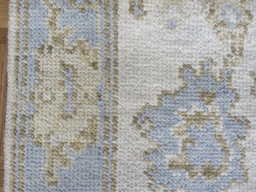 Alfombra oriental moderna Oushak marfil anudada a mano corredor 2'7 x 14'10 G15956 - Imagen 9 de 14