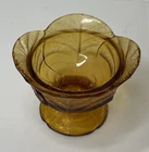 Vintage Amber Depression Glass Leaf Pedestal Bowl 3 Inch