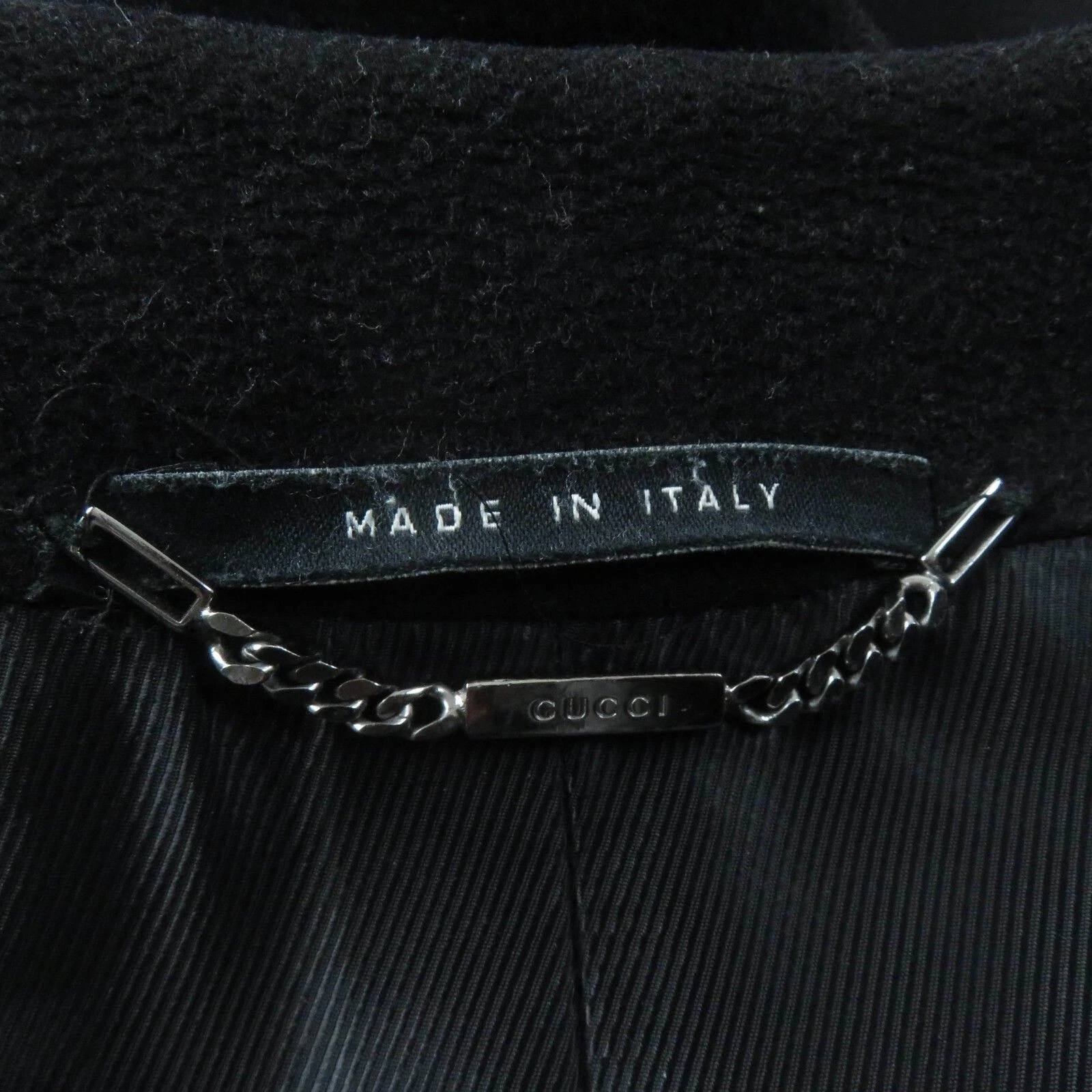 GUCCI 2001 Tom Ford cappotto tubino lana cashmere pelle nero taglia 42 donna