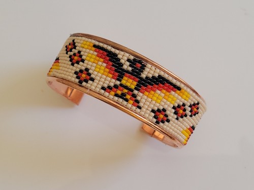Native American Style Copper Seed Beaded Adjustable Bracelet Turtle Thunderbird - Picture 12 of 20