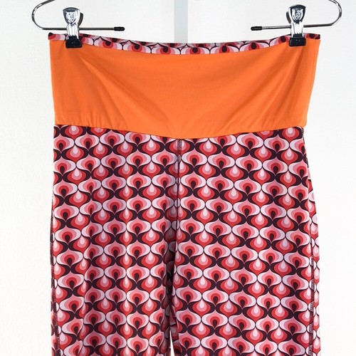 Red Boden Orange Printed Ankle Tie Crop Leggings sz 8 - Picture 2 of 8