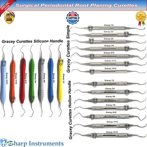 Dental Gracey Curette Periodontal German SS, Hollow Surgical Tooth Instruments - Foto 1 di 22