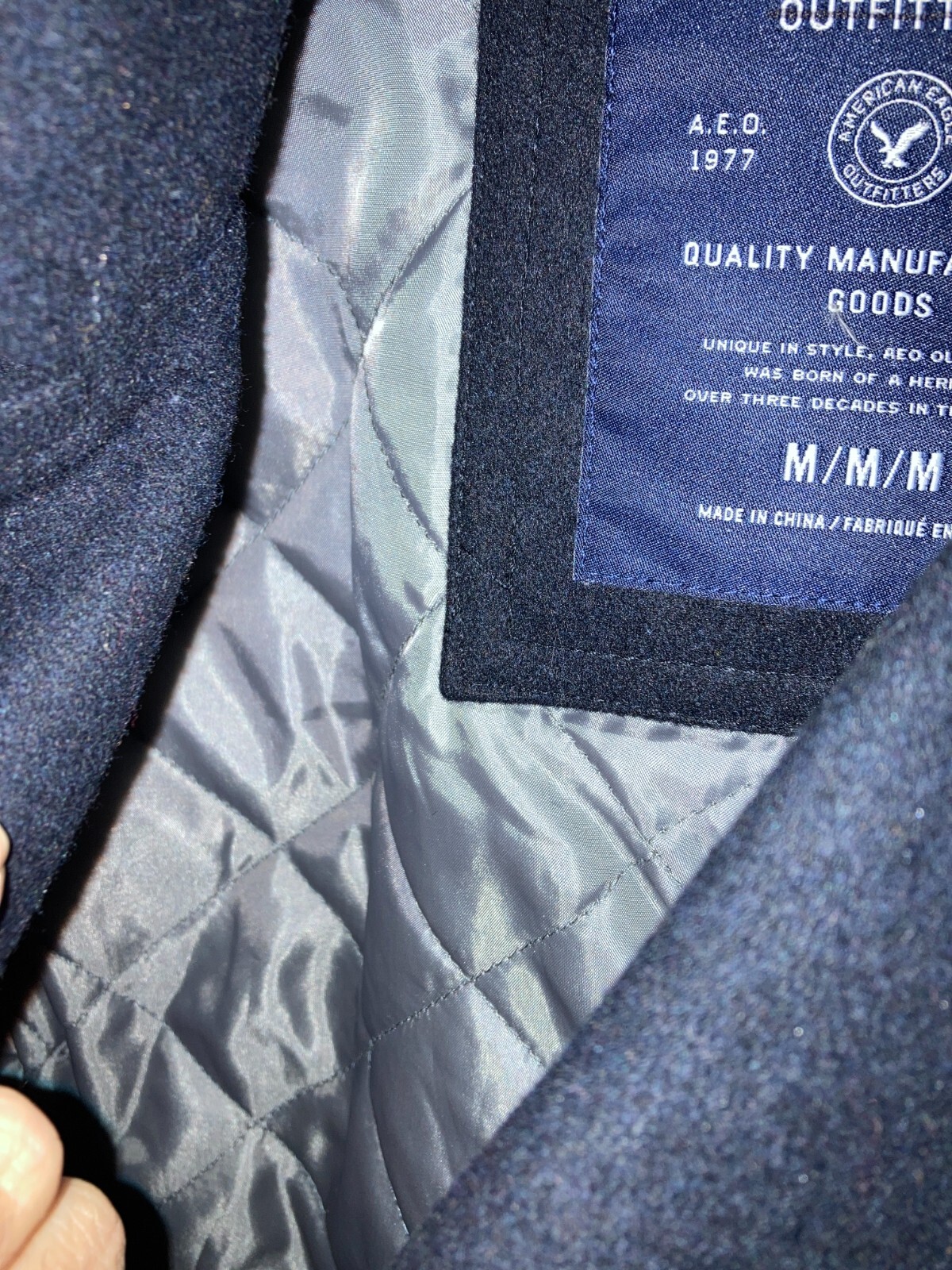 American Eagle Outfitters AEO Wool Peacoat Black  Medium $119 image 3