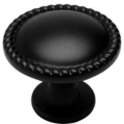 Cosmas Cabinet Hardware Flat / Matte Black Rope Knobs #4115FB