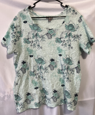 White Stag XXL (20) Short Sleeve Shirt Green Floral Small Stain See Picture