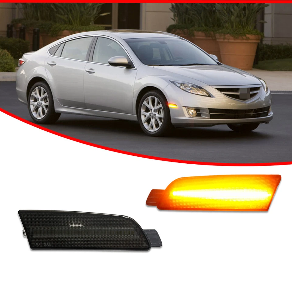 Luces reflectoras laterales LED ámbar ahumado parachoques delantero para Mazda 6 2009-2013 Foto 3 de 4