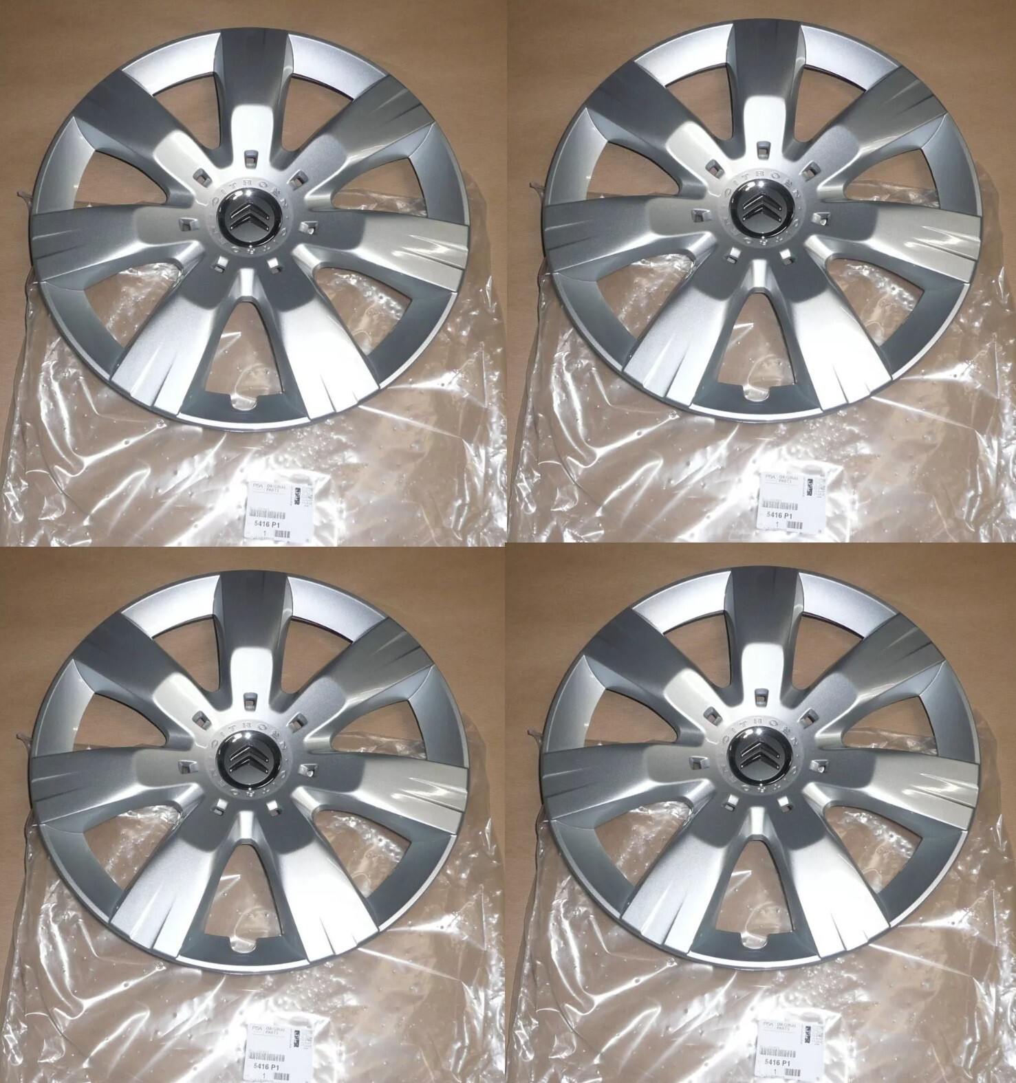 Enjoliveur de roue 16'' d'origine Citroën Berlingo III, lot de 4 gris argenté, réf 5416.P1
