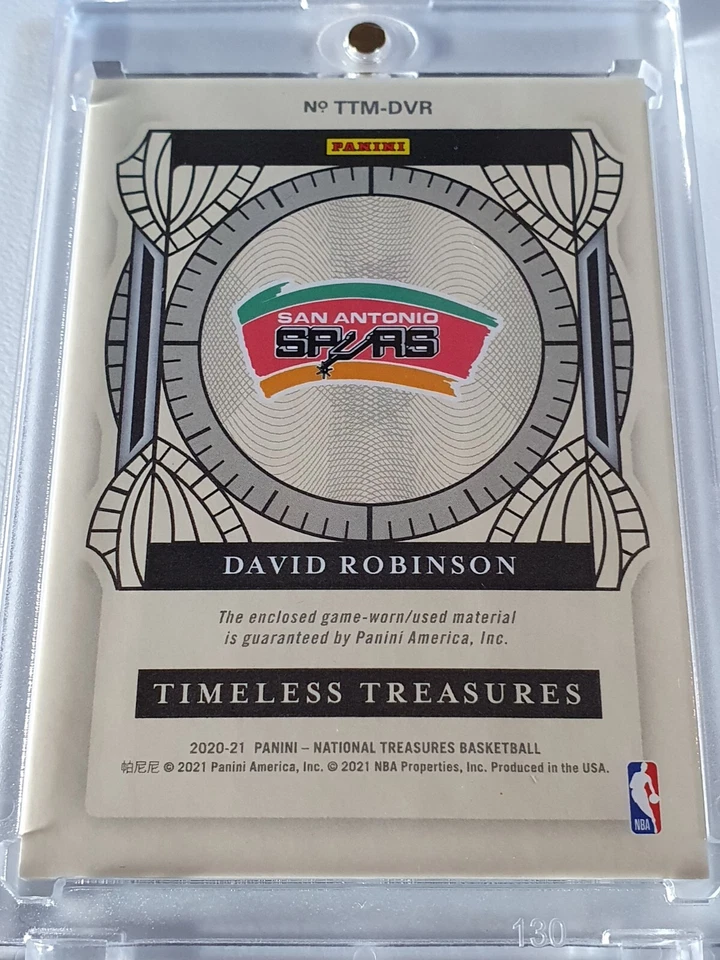 2020 Panini National Treasures David Robinson #PATCH /99 Game Worn Jersey - Rare - Image 4 of 4