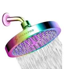 SparkPod Shower Head - High Pressure Rain- Rainbow Color With 11" Adj Shower arm