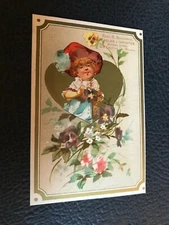 1800's Sam'l Shallcross Redhead Girl In Gold Heart/Garden Victorian Trade Card 