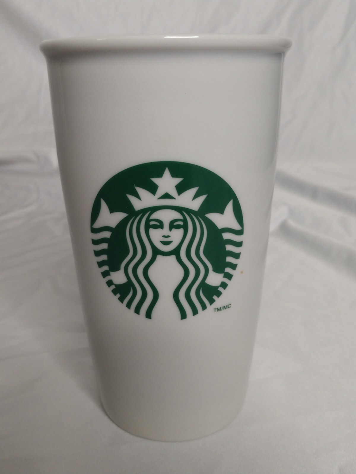 2011 Starbucks White Siren 12 oz Ceramic Travel Tumbler Coffee Mug Without Lid