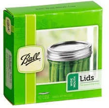 IN HAND Ball Metal Canning Lids WIDE Mouth Jars 12 Lids SURETIGHT Made in USA