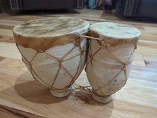 Traditional Handmade Moroccan Tam Tam Bongo Drums Approx 13" Wide 10" Tall