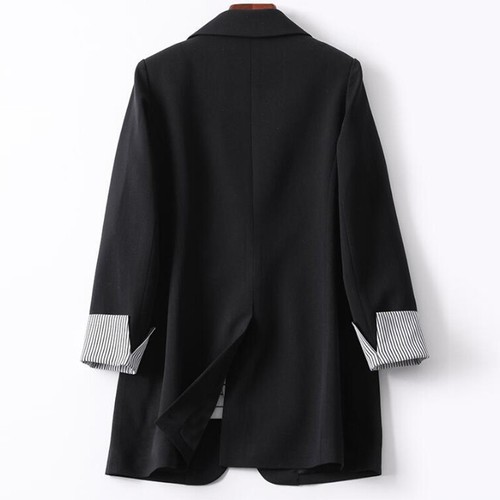 Womens Button Long Sleeve Splice Blazer Casual Office Work Suit Jackets Coat - Picture 6 of 13
