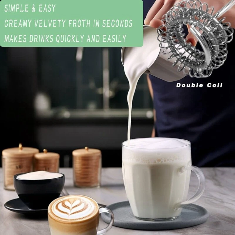 Milk Frother Mixer Rechargeable Handheld for Coffee with 2 Whisks,USB8202