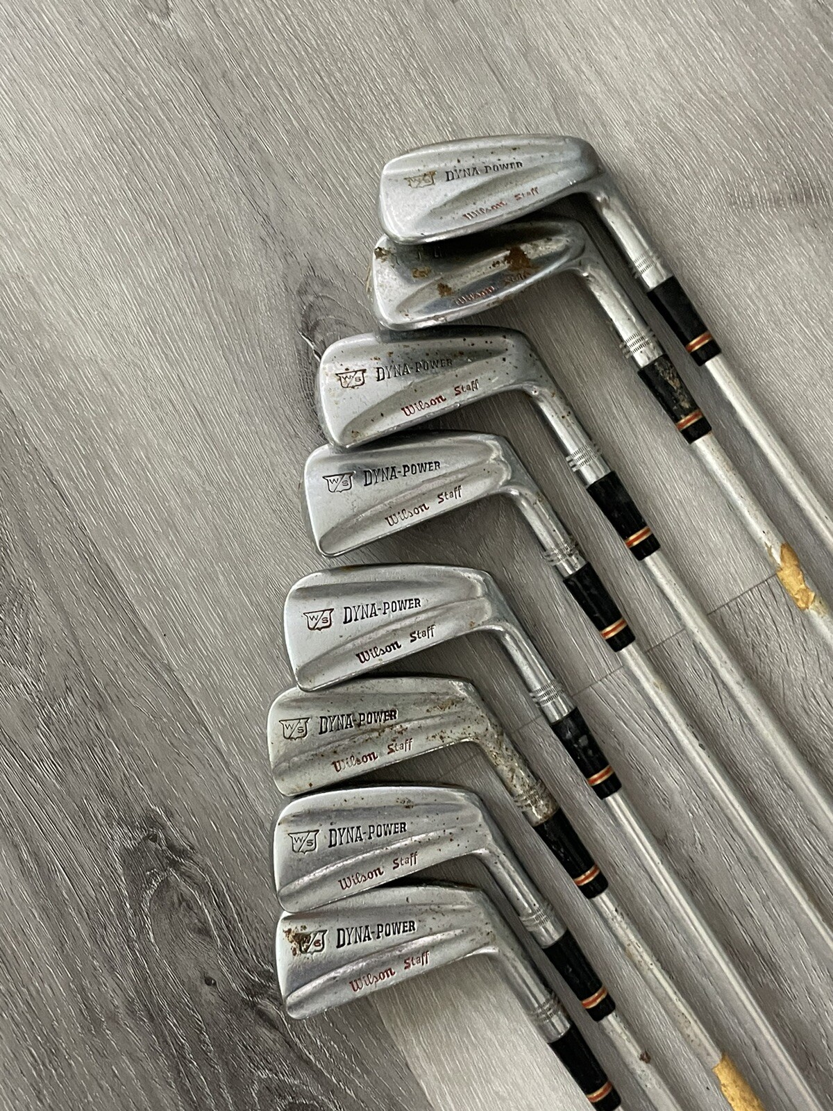 VINTAGE Wilson Staff Dynapower iron set 2PW+SW w/ Steel Staff Pro