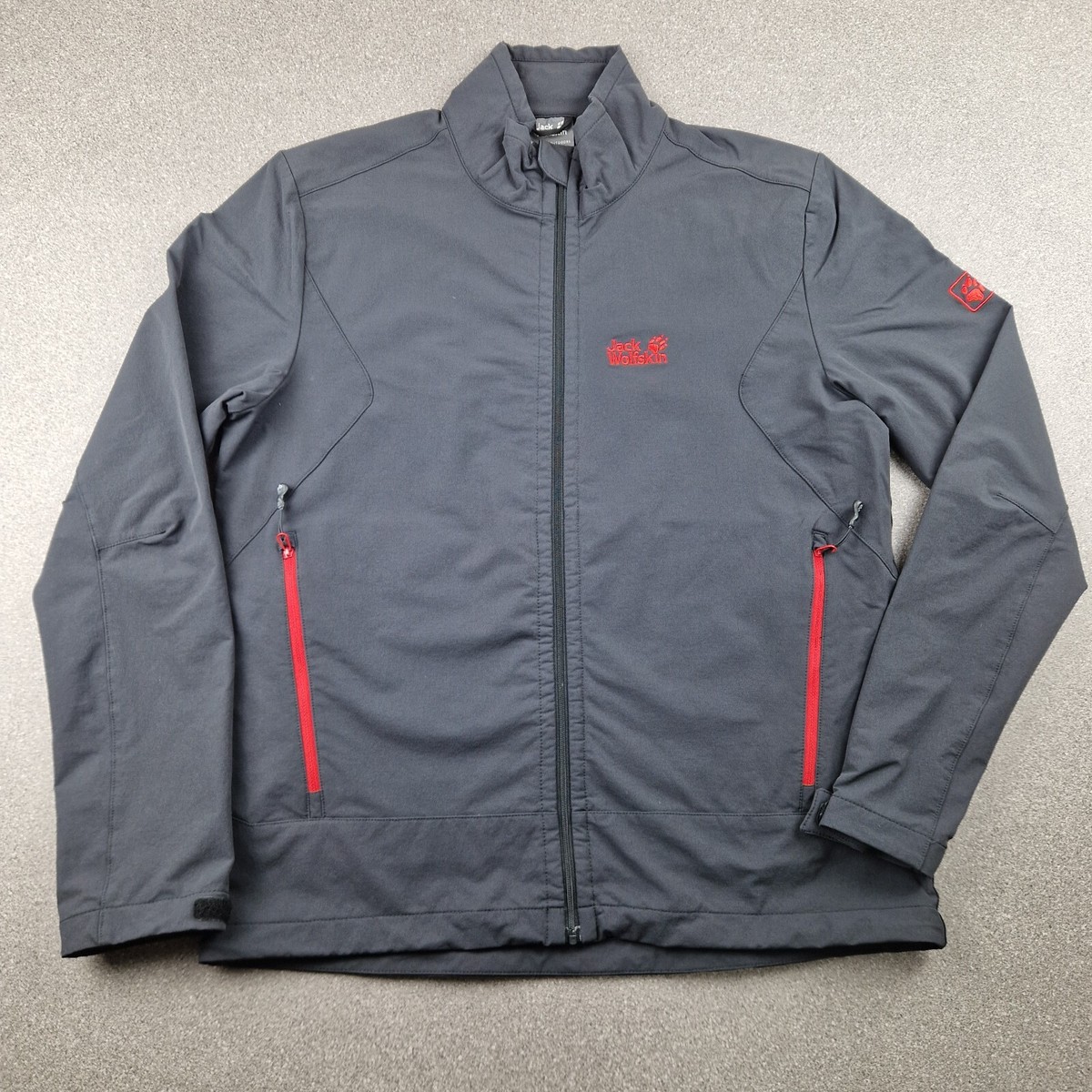 Jack Wolfskin Jacket Mens Medium Black Flexshield Softshell Windbreaker Coat