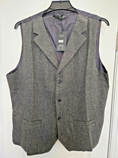 Plain Notched Lapel Casual Men's Waistcoat / Vest Color-Dark Gray, Size 2XL