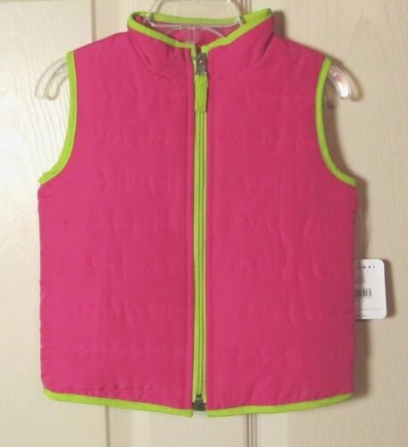 NWT J Khaki Toddler Girl's Pink/Lime Green Puff Vest Size 2T - Picture 1 of 4