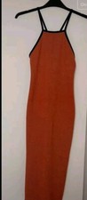 Zara Women's Midi Dress Knit Jacquard Orange Geometric Size XS/S