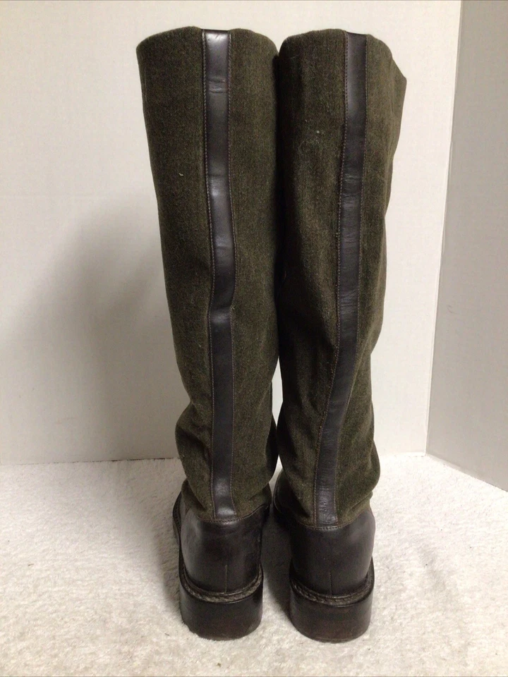 Botas de montar Ralph Lauren Regina con cordones cuero lana verde WG3752B talla 6,5 B Foto 4 de 4