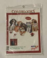 Vintage 1995 Dizzle Colorlooks Christmas Pets #56069 Iron On Transfer Cats/Dogs