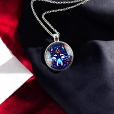 Glow in the Dark Blue Wolf Necklace – Unique Handmade pendant