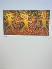 KEITH HARING COA Vintage Original Art Print Poster Lithograph Signed Limited 