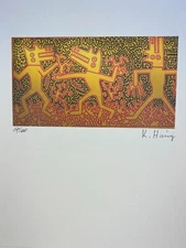KEITH HARING COA Vintage Original Art Print Poster Lithograph Signed Limited 