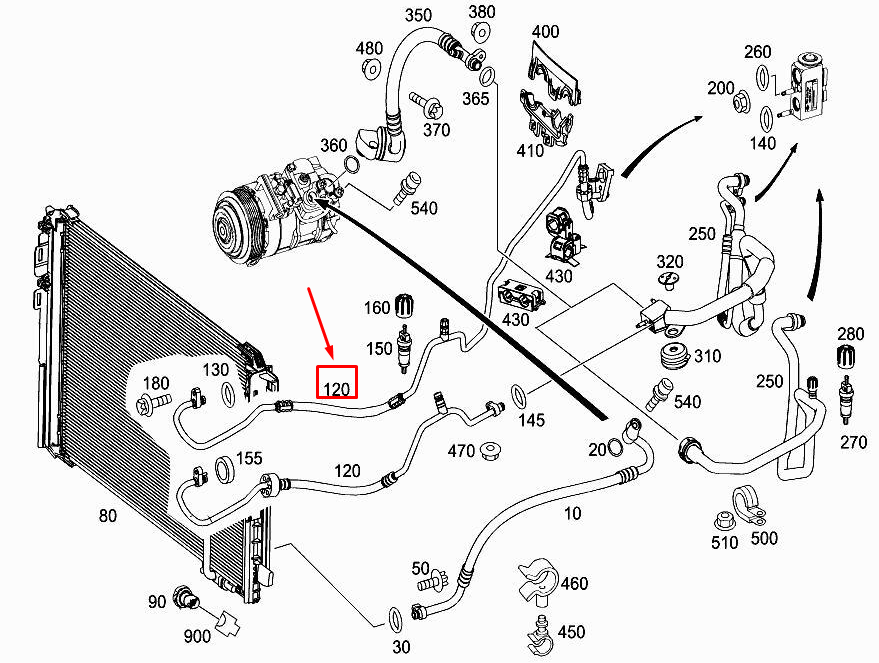 MERCEDES-BENZ E Cabrio A207 A/C Refrigerant Line A2078304315
