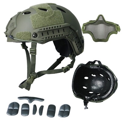 Casque Tactique PJ Fast Avec Masque Intégral Et Lunettes - Pour Airsoft, Paintball Et Jeux De Guerre