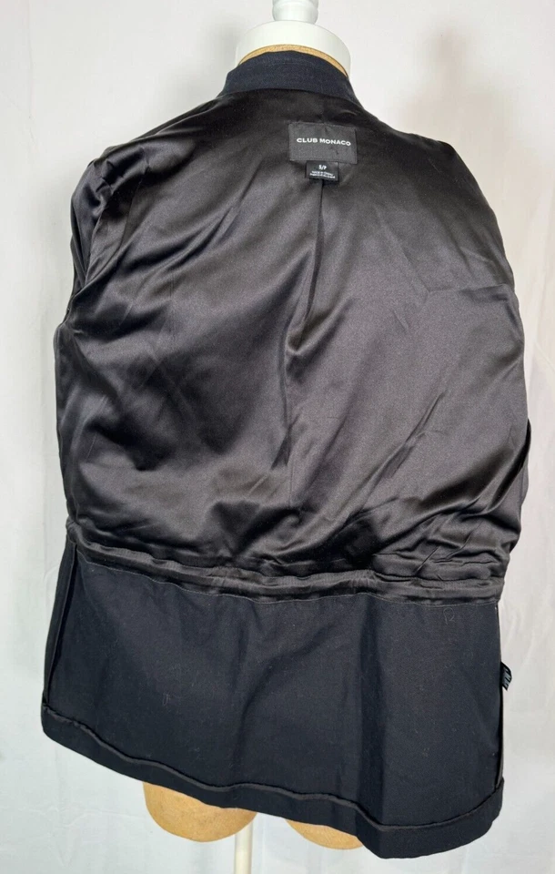 New Club Monaco Black Lamb Leather and Canvas Cargo Chore Jacket Pockets Sz S - Image 3 of 4