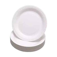100 Disposable Plates Heavy Duty White Paper Plates 9"