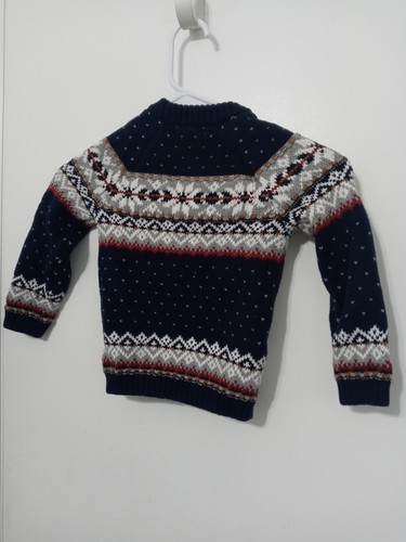 Rorie Whelan Boy's Blue Fair Isle Cotton Knit Pullover Ski Winter Sweater SZ 4T - Picture 5 of 6