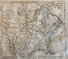 1792 MAP NORTH AMERICA CALIFORNIA WEST FLORIDA NEW ENGLAND Engraved by Kitchen
