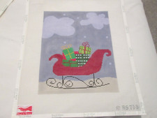 SLEIGH-BIRDS OF A FEATHER-HANDPAINTED NEEDLEPOINT CANVAS