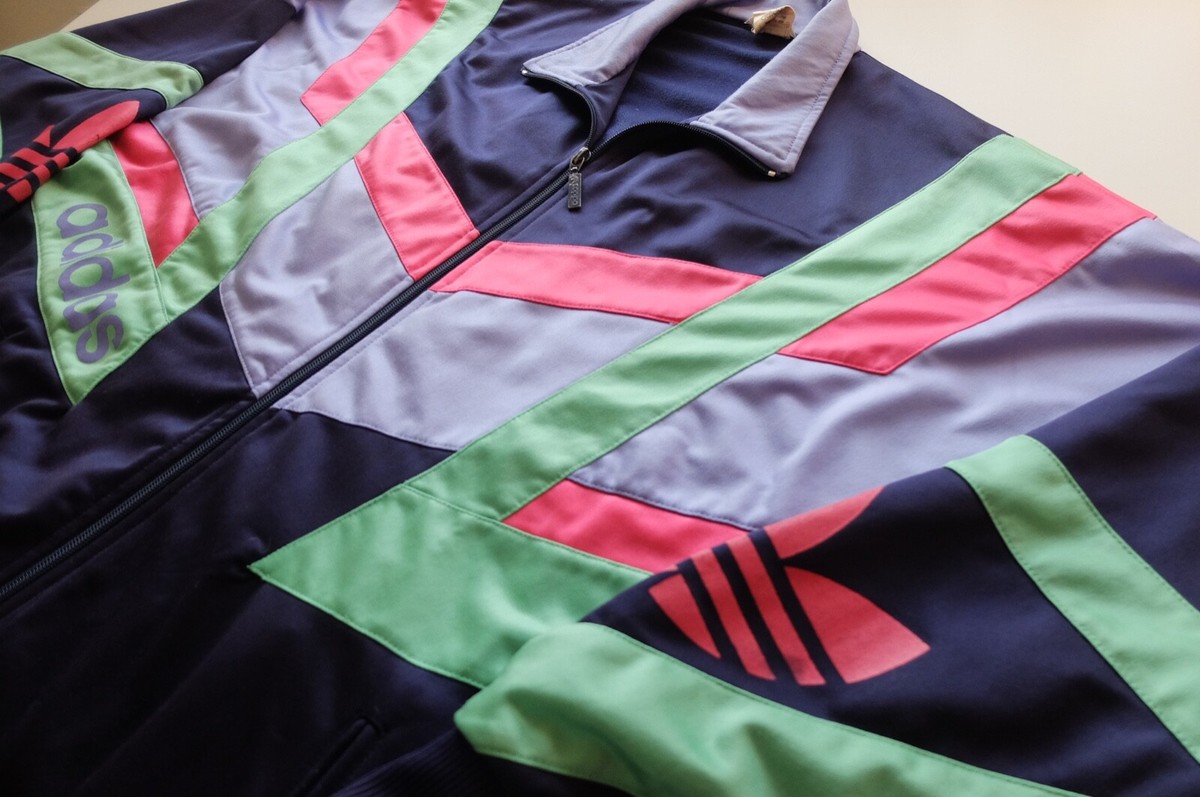 Vintage retro Adidas tracksuit jacket | M | Navy/Pink/green