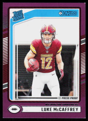 2024 Donruss Luke McCaffrey #302 FOOTBALL Commanders RC PRESS PROOF PURPLE