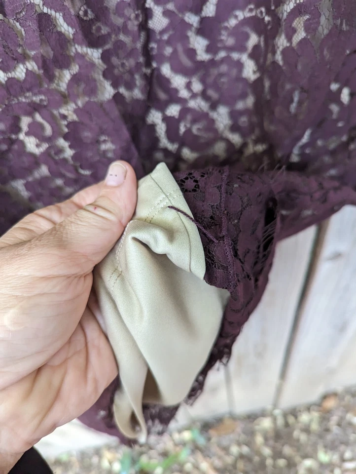 Vestido Robert Rodriguez Encaje Midi Forrado Talla 8 Berenjena Vino Foto 4 de 4