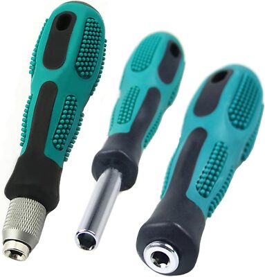 3 Pieces 1/4 Hex Screwdriver Bit Holder Handle Set with 1 x 1/4''Quick Green 