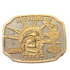 Unsiex 100 Years of Liberty Belt Buckle Statue of Liberty Patriotic VTG 1986