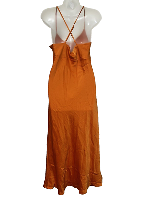 House of Harlow Slip Dress L Orange Satin Cut Out Midi Date Night Cocktail  | eBay