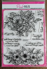 Pink & MAIN - Sketched Florals - Photopolymer Cling stamp set, NIP
