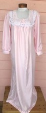 VINTAGE BARBIZON LONG NIGHTGOWN Sz M Lovely Embroidered Trim Small Flaws