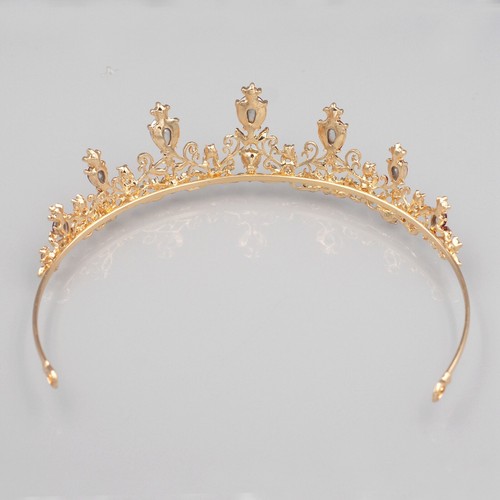 Wedding Red Austrian Crystal Rhinestone Tiara Crown Bridal Pageant 00277 Gold - Foto 5 di 7